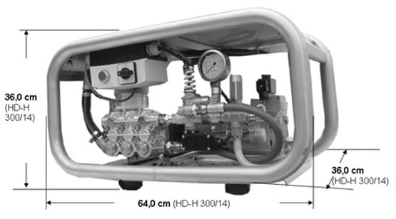 Abmessungen der Hochdruck-Hydraulikpumpe HD-H